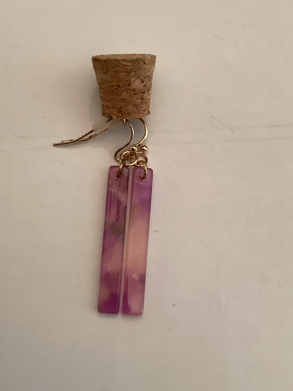 Gold-Plated Purple Bar Drop Earrings‎ - Women Jewelry